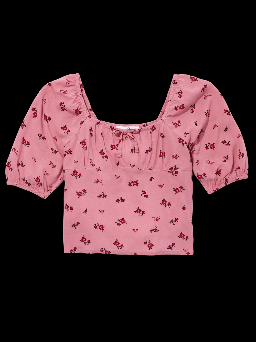 The Children's Place Pink Floral Square-Neck Puff Sleeve Crop Top